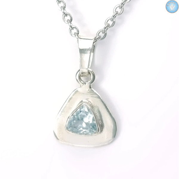 Colgante de Topacio Azul Engastado en Plata - Cristal-en-vie.com