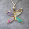 Colgante de Mariposa de Ágata Chapado en Oro - Cristal-en-vie.com