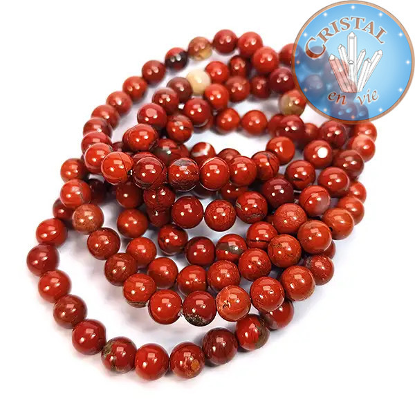 Pulsera de Jaspe Rojo, Piedra Natural de 8mm - Cristal-en-vie.com