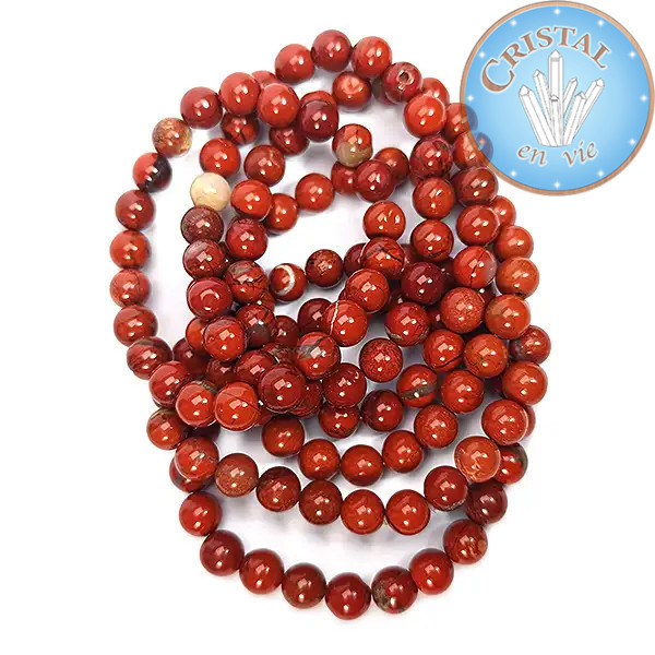 Roter Jaspis Armband, Naturstein 8mm - Cristal-en-vie.com