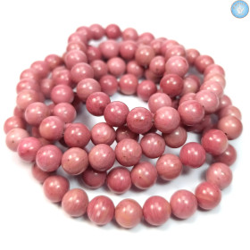 Pulseira rosa de Rodonita com pérolas de 8 mm - Qualidade A - Cristal-en-vie.com