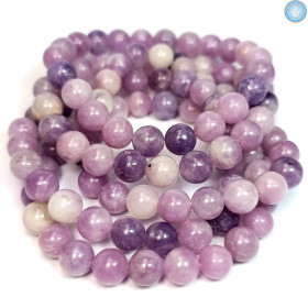 Pulseira roxa de LEPIDOLITA com pérolas de 8 mm - Cristal-en-vie.com