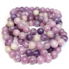 Pulseira roxa de LEPIDOLITA com pérolas de 8 mm - Cristal-en-vie.com