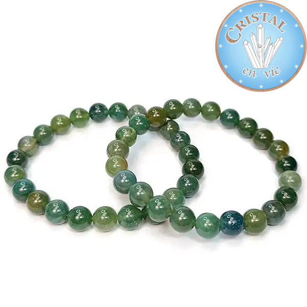 Moosachat-Armband, 8 mm Naturstein - Cristal-en-vie.com