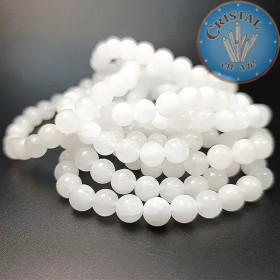 Pulseira de Jade Branco da China, pedra natural de 8 mm - Cristal-en-vie.com