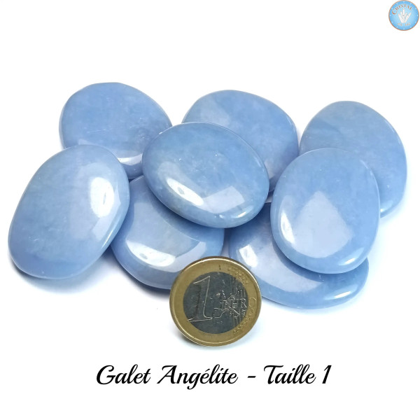 Galets en Angélite (Anhydrite), Pierres plates, Pierre naturelle polies, taille 1