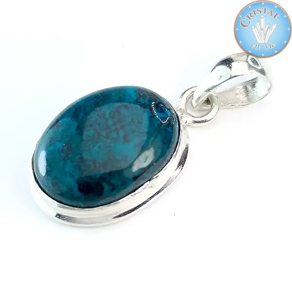 CHRYSOCOLLA Pendant, silver bezel and bail – Cristal-en-vie.com