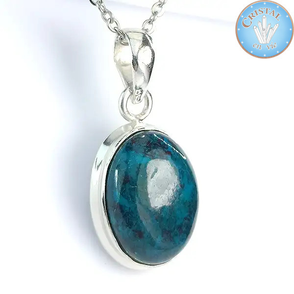 CHRYSOCOLLA Pendant, silver bezel and bail – Cristal-en-vie.com