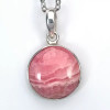 Anhänger - Rhodocrosit-Cabochon, rosafarbener Naturstein in 925er Silber gefasst n2