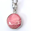 Ciondolo - Rodocrosite cabochon, pietra rosa naturale incastonata in argento 925 n2