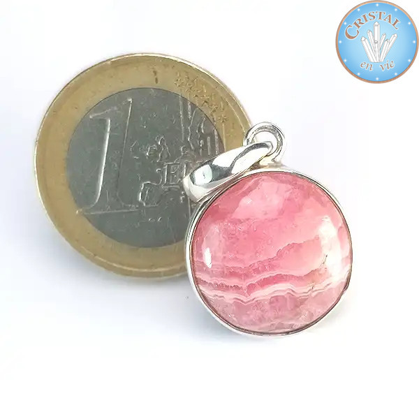Anhänger - Rhodocrosit-Cabochon, rosafarbener Naturstein in 925er Silber gefasst n2