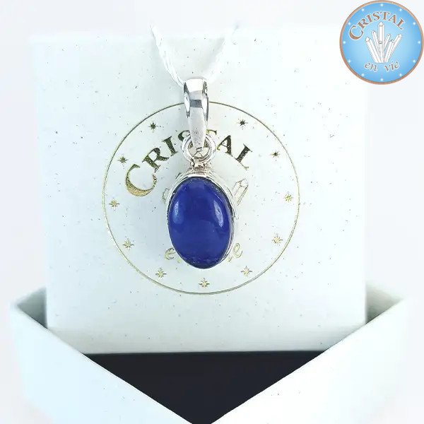 Colgante LAPIS LAZULI engastado en plata de ley 925 n°1 - Cristal-en-vie.com