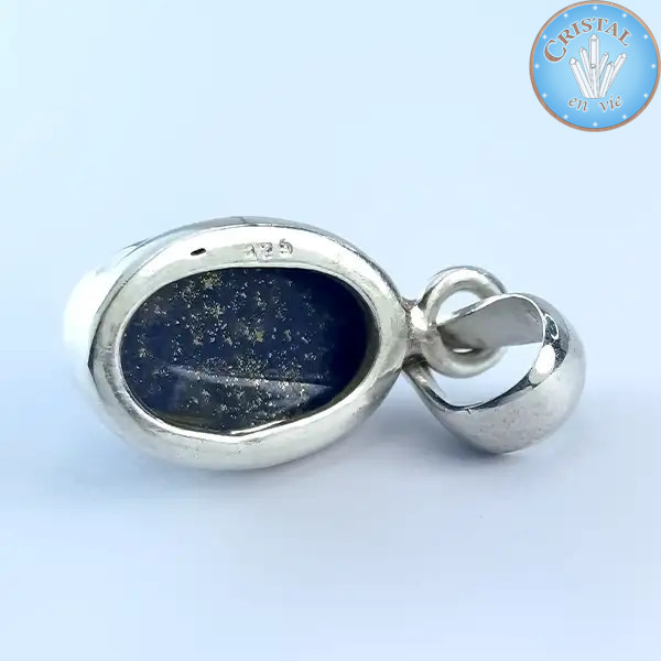 Pendentif - cabochon de Lapis Lazuli, Pierre naturelle bleue sertie en argent 925 n1
