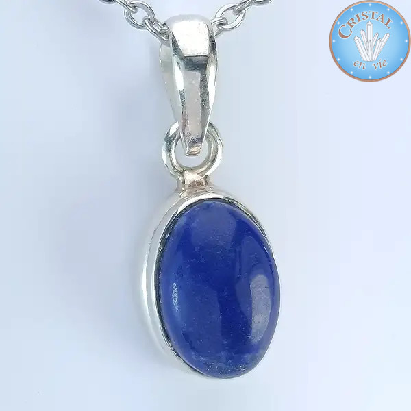 Pendentif - cabochon de Lapis Lazuli, Pierre naturelle bleue sertie en argent 925 n1