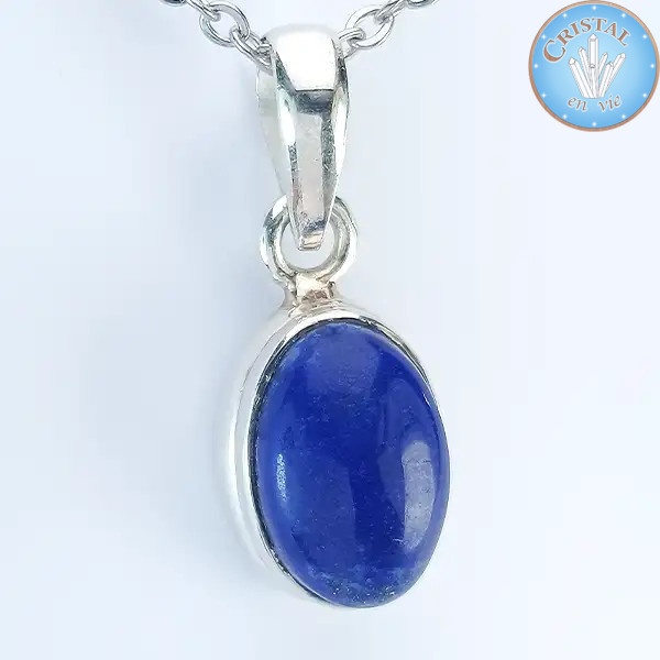 Pendentif - cabochon de Lapis Lazuli, Pierre naturelle bleue sertie en argent 925 n1