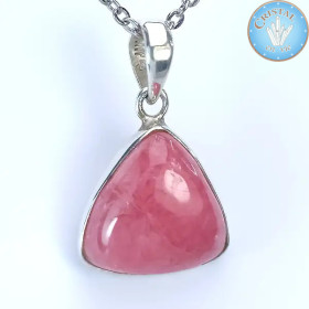 Pendentif - cabochon de Rhodocrosite, Pierre naturelle rose sertie en argent 925 n3