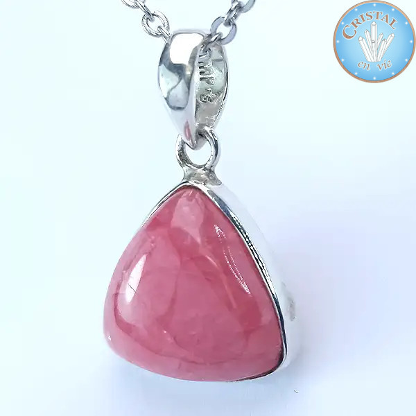 Anhänger - Rhodocrosit-Cabochon, rosafarbener Naturstein in 925er Silber gefasst n3
