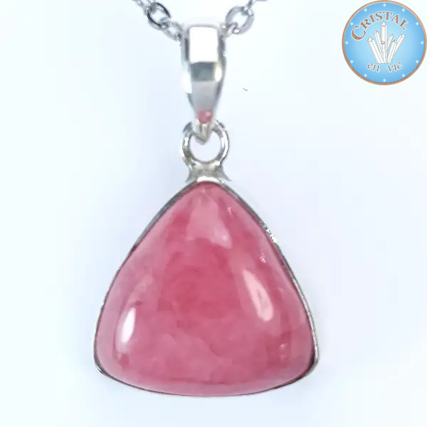 Colgante - Cabujón de rodocrosita, Piedra natural rosa engastada en plata de ley 925 n3