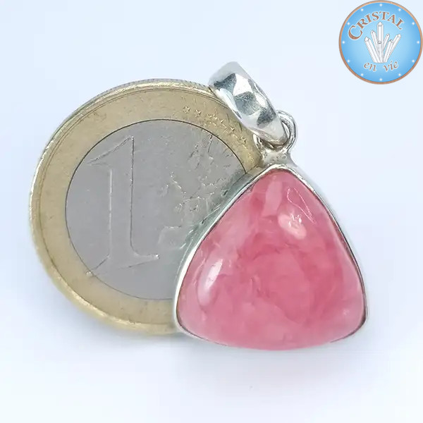 Anhänger - Rhodocrosit-Cabochon, rosafarbener Naturstein in 925er Silber gefasst n3