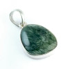 Pingente Serafinita (Clinochlore), pedra natural engastada em prata, cor verde n1