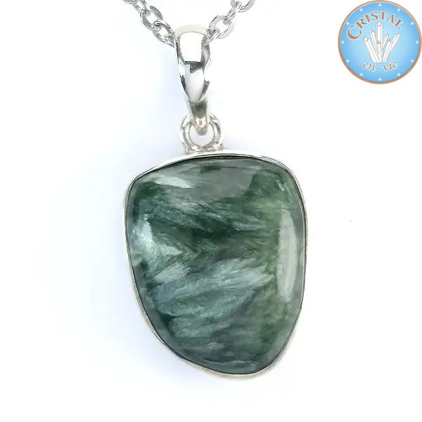 Pendente in Serafinita con contromaglia in argento n. 2 – Cristal-en-vie.com