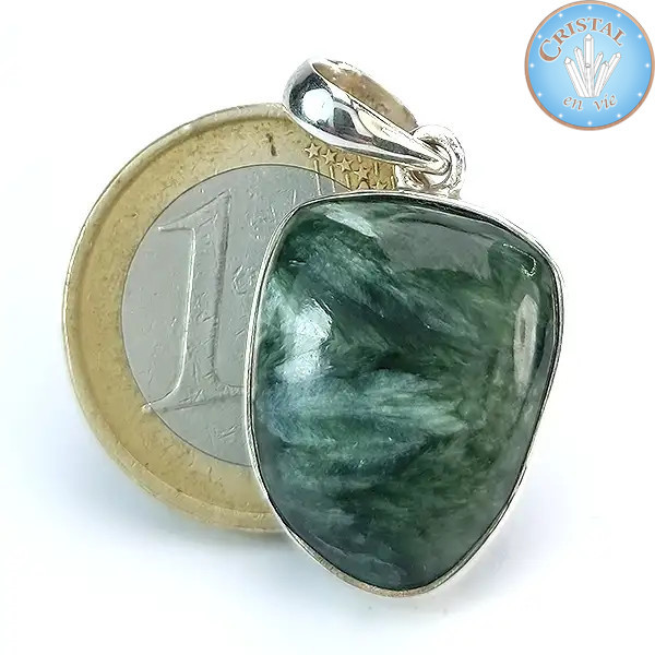 Pendente in Serafinita con contromaglia in argento n. 2 – Cristal-en-vie.com