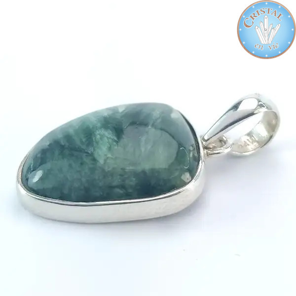 Pingente de Serafinita com alça de prata n.º 2 – Cristal-en-vie.com