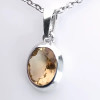 Citrine en Pendentif, pierre naturelle sertie en argent, couleur jaune doré n1