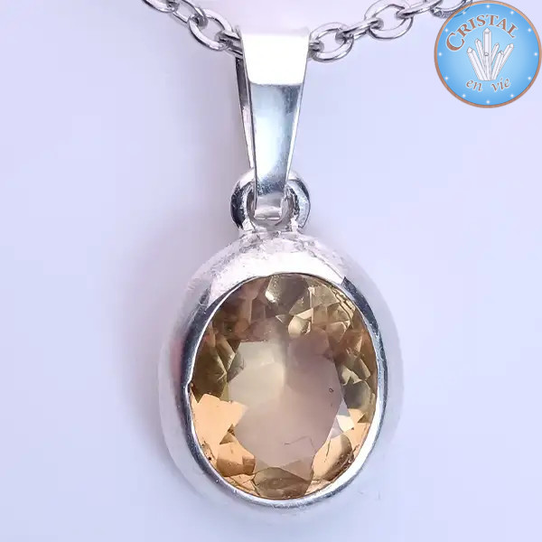 Ciondolo in CITRINO con contromaglia in argento 925 n.1 – Cristal-en-vie.com