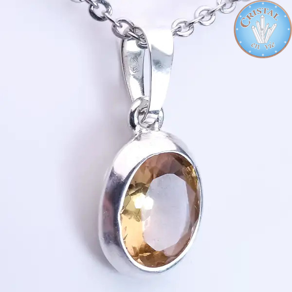 Colgante de CITRINO con asa en plata 925 n.º 1 – Cristal-en-vie.com