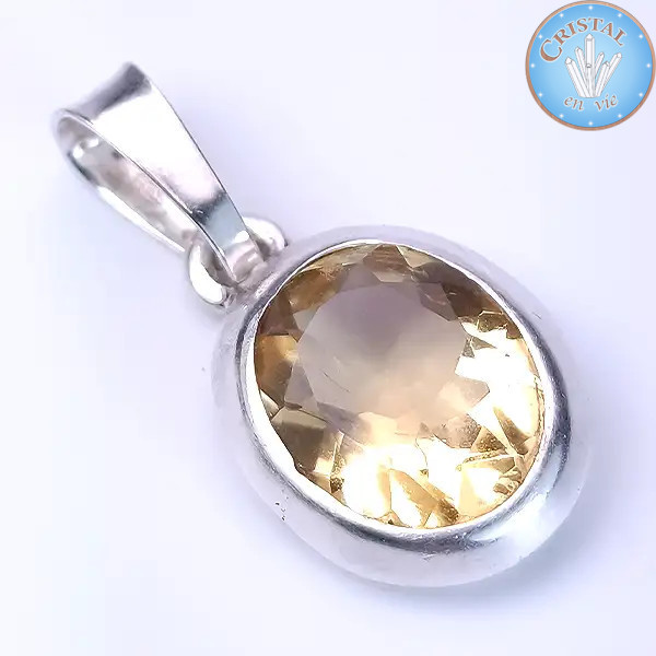 Colgante de CITRINO con asa en plata 925 n.º 1 – Cristal-en-vie.com