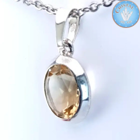 Citrine en Pendentif, pierre naturelle sertie en argent, couleur jaune doré n2