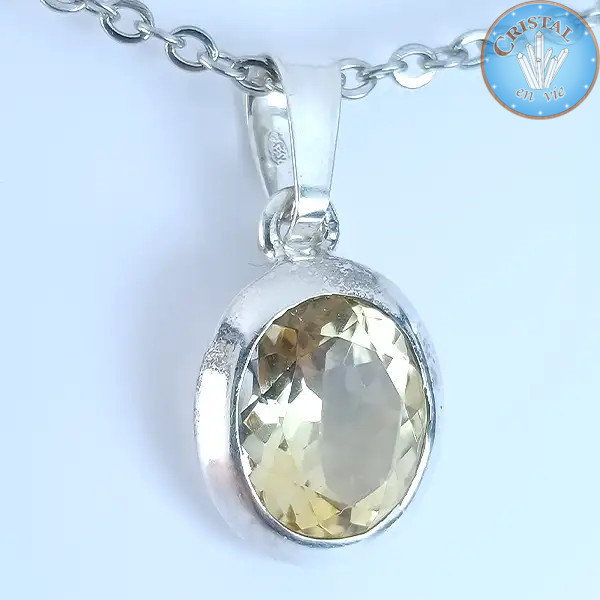 Ciondolo Citrino, pietra naturale incastonata in argento, giallo oro n2