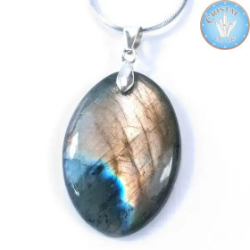 Pendente LABRADORITE, pedra natural polida com fecho em prata 925.
