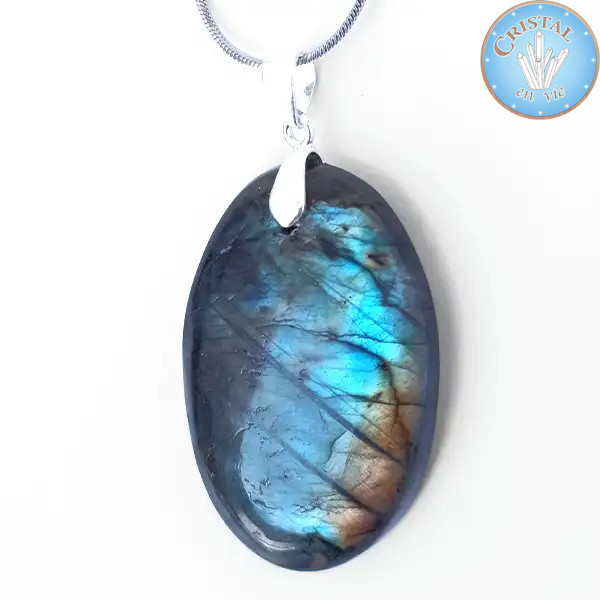 Colgante de LABRADORITA, piedra natural pulida con cierre de plata 925. n°2