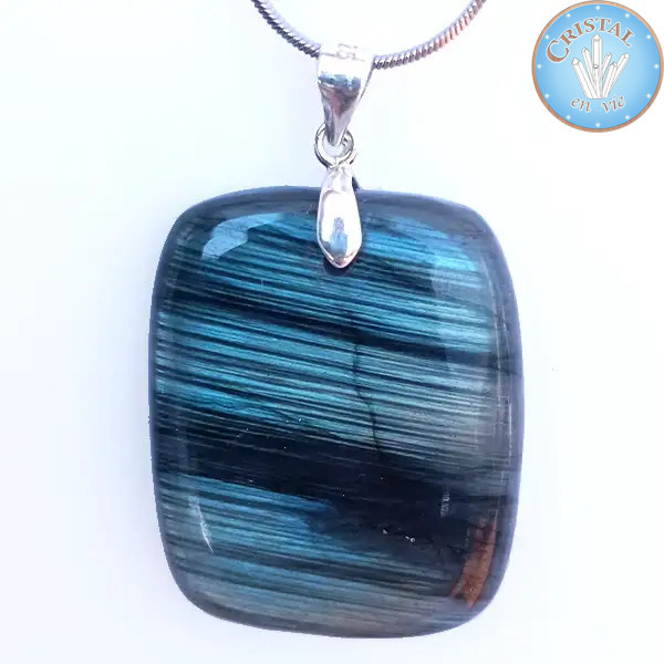 Pendente LABRADORITE, pedra natural polida com fecho em prata 925. n°3