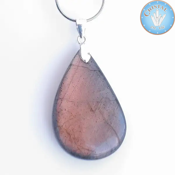 Ciondolo in LABRADORITE, pietra naturale levigata con chiusura in argento 925. n°5