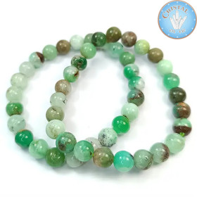 Pulseira de Crisoprásio, Pedra Verde Natural 8 mm – Cristal-en-vie.com