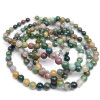 Bracelet en Agate indienne, pierre naturelle. Perles de 6mm multicolores, couleur vert, beige, crème, parfois rose et jaune.