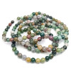 Bracelet en Agate indienne, pierre naturelle. Perles de 6mm multicolores, couleur vert, beige, crème, parfois rose et jaune.