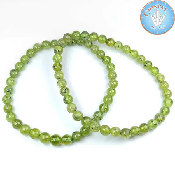 Peridot bracelet, called Olivine, natural stone. 5mm beads, green, olive color.