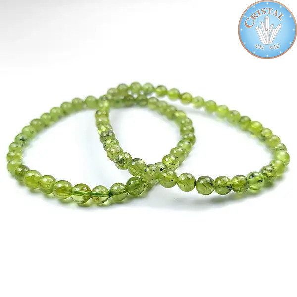 Bracciale in peridoto, chiamato olivina, pietra naturale. Perline di 5 mm, colore verde, oliva.