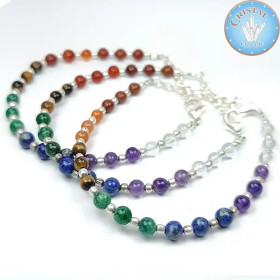 Bracelet Pierres naturelles multicolore plaqué argent - Cristal-en-vie.com