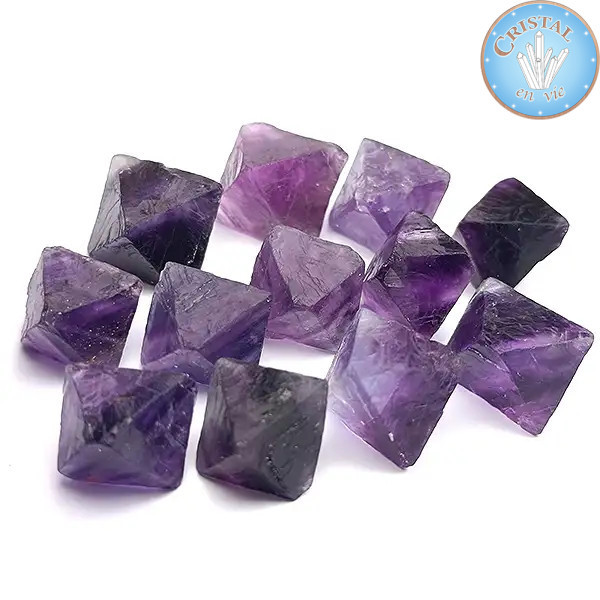 Ottaedro di Fluorite Viola, Pietra grezza – Cristal-en-vie.com