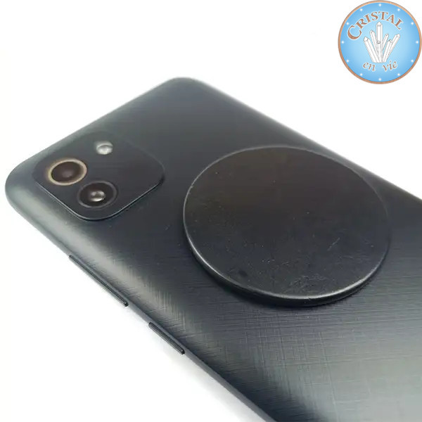 Placa de SHUNGITE polida em forma de disco. Diâmetro de 5 cm. Para telemóvel, computador, tablet.
