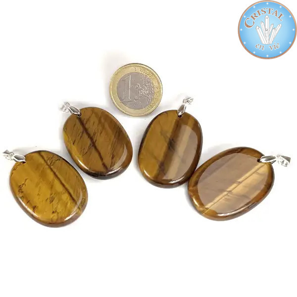 Colgante de Ojo de Tigre, Piedra natural perforada con anilla de plata 925