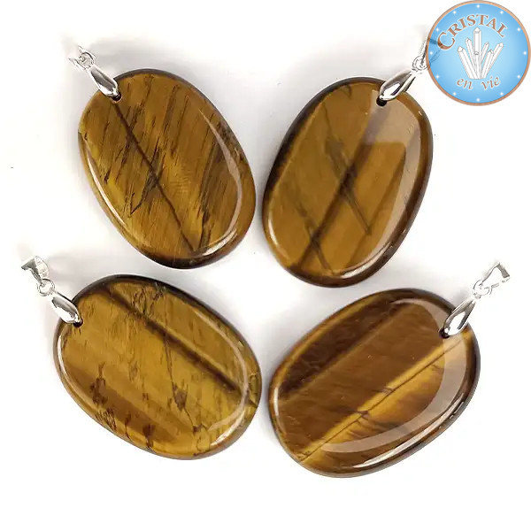 Colgante de Ojo de Tigre, Piedra natural perforada con anilla de plata 925