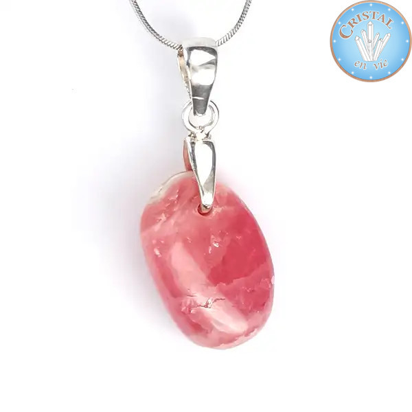 Anhänger – Rhodochrosit aus Argentinien, rosa Naturstein mit 925er Silberöse Nr. 4