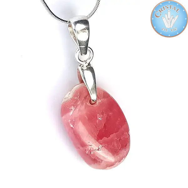 Colgante – Rodocrosita de Argentina, piedra natural rosa con asa de plata 925 n.º 4