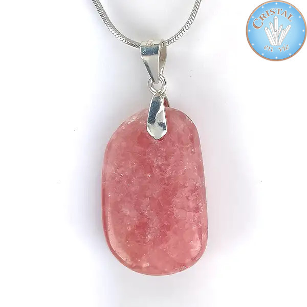 Hanger - Rhodochrosiet uit Argentinië, Natuurlijke roze steen met zilveren hanger 925 nr. 5